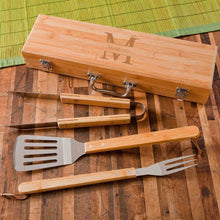 Load image into Gallery viewer, Personalized Grill Set - BBQ Set - Bamboo Case - Groomsmen Gifts | JDS