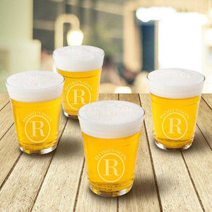 Monogrammed Beer Cup Glasses - Set of 4 | JDS