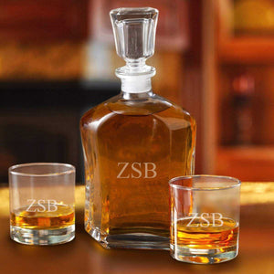 Personalized Decanter Set with 2 Low ball Glasses | JDS