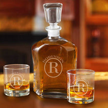 Load image into Gallery viewer, Personalized Decanter Set with 2 Low ball Glasses | JDS