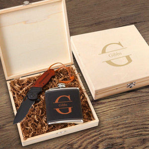 Personalized Stirling Groomsmen Flask Gift Box Set | JDS