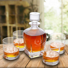 Load image into Gallery viewer, Personalized Antique 24 oz. Whiskey Decanter - Set of 4 Lowball Glasses | JDS