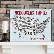 Load image into Gallery viewer, Personalized Family Signs - Travel Map - Canvas Sign | JDS