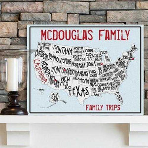 Personalized Family Signs - Travel Map - Canvas Sign | JDS