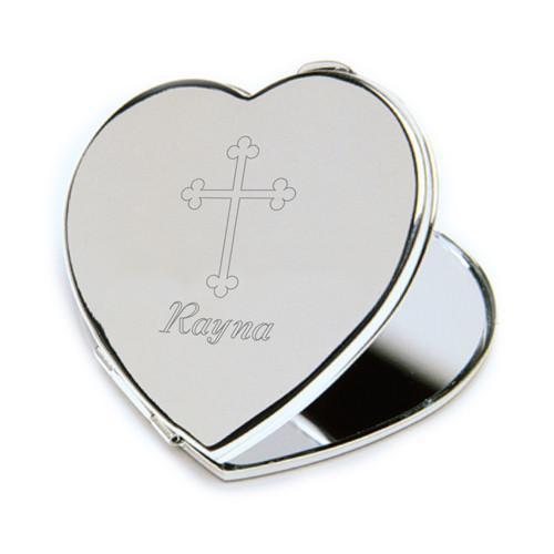 Personalized Compact Mirror w/Engraved Cross | JDS