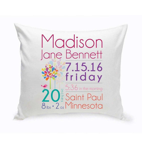 Personalized Baby Girl Announcement Throw Pillow | JDS