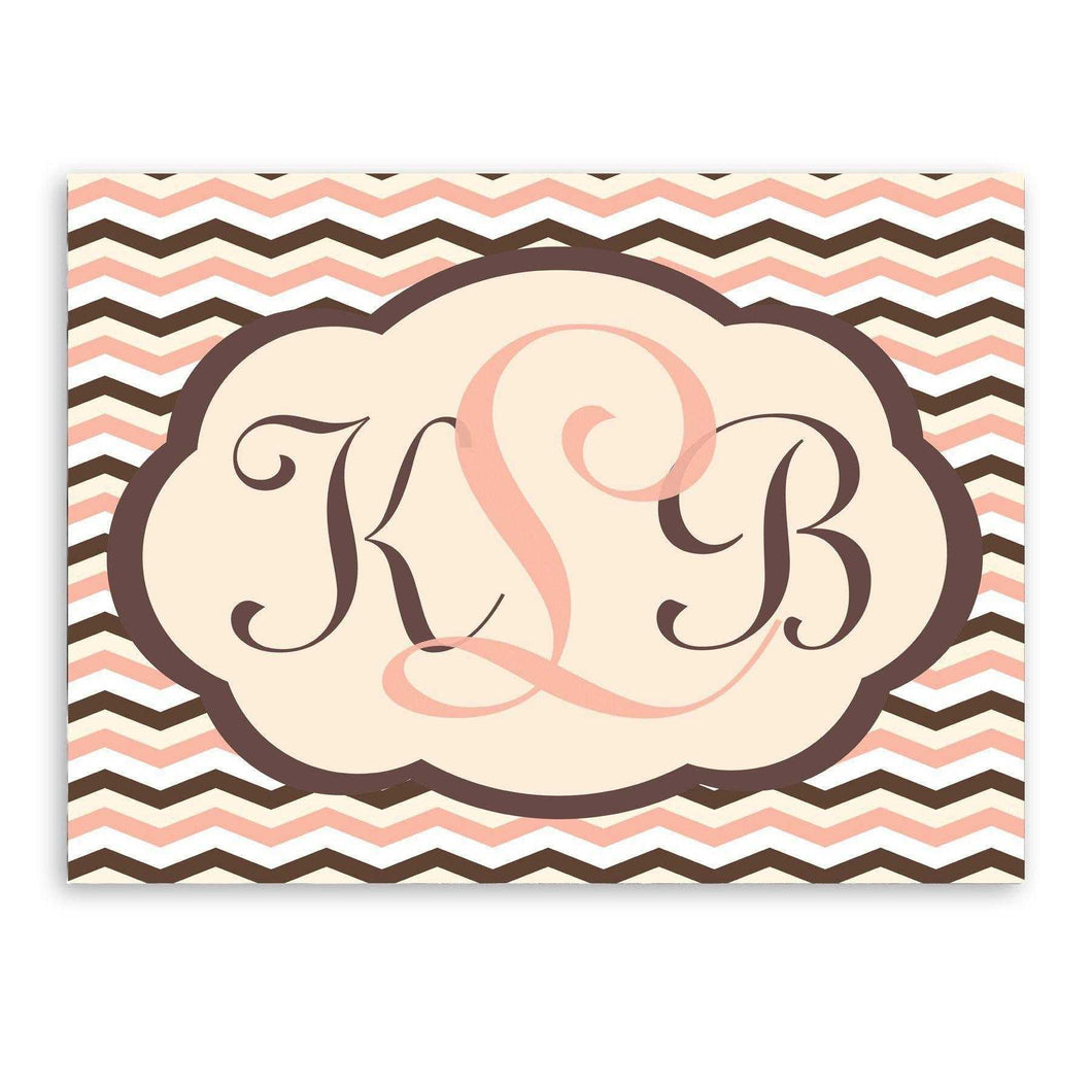 Personalized Baby Pink and Brown Chevron Canvas Sign | JDS