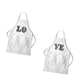 Personalized Couples White Apron Set | JDS