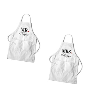 Personalized Couples White Apron Set | JDS