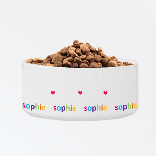 Personalized Classic Large Dog Bowl - Hearts | JDS