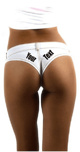 Custom Personalized Designed Sexy Thong Mini Denim Low Rise Cheeky Hot Pants