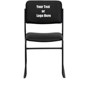 Custom Designed High Density Black Stacking Chair with Sled Base With Your Personalized Name & Graphic