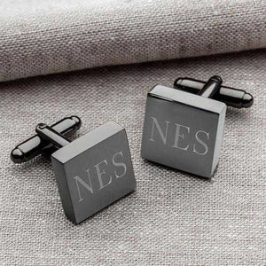 Personalized Cufflinks - Gunmetal - Square - Groomsmen Gifts | JDS