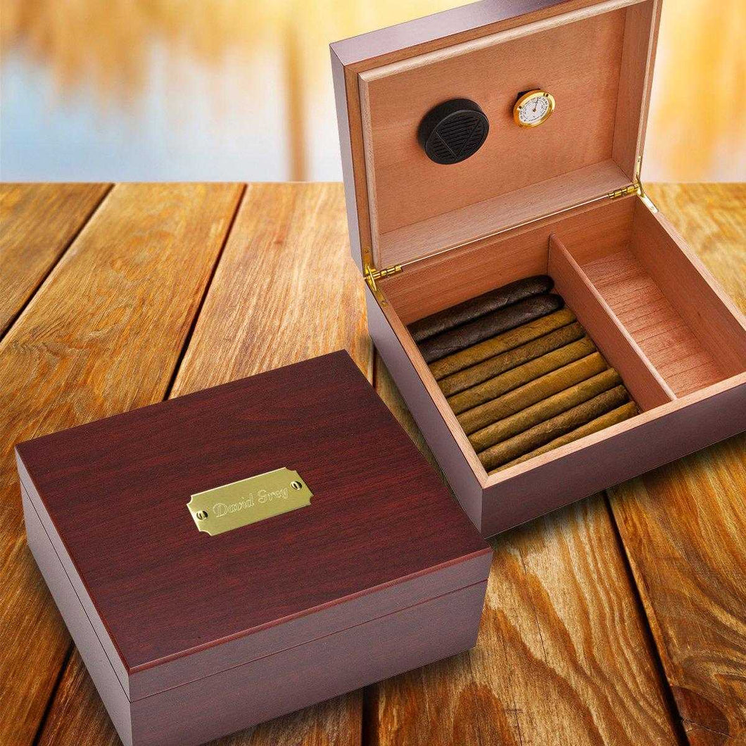 Personalized Humidor - Wood - Cherry Finish - Groomsmen Gifts | JDS