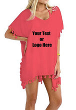 Load image into Gallery viewer, Custom Personalized Designed Women&#39;s Chiffon Tassel Beachwear Bikini Swimsuit Cover up