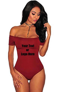 Custom Personalized Designed Women Off The Shoulder Top Short Sleeve Bodysuit