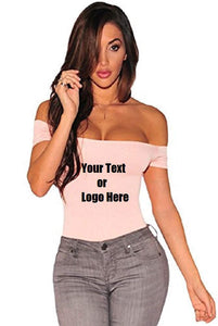 Custom Personalized Designed Women Off The Shoulder Top Short Sleeve Bodysuit