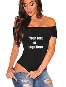 Custom Personalized Designed Women Off The Shoulder Top Short Sleeve Bodysuit