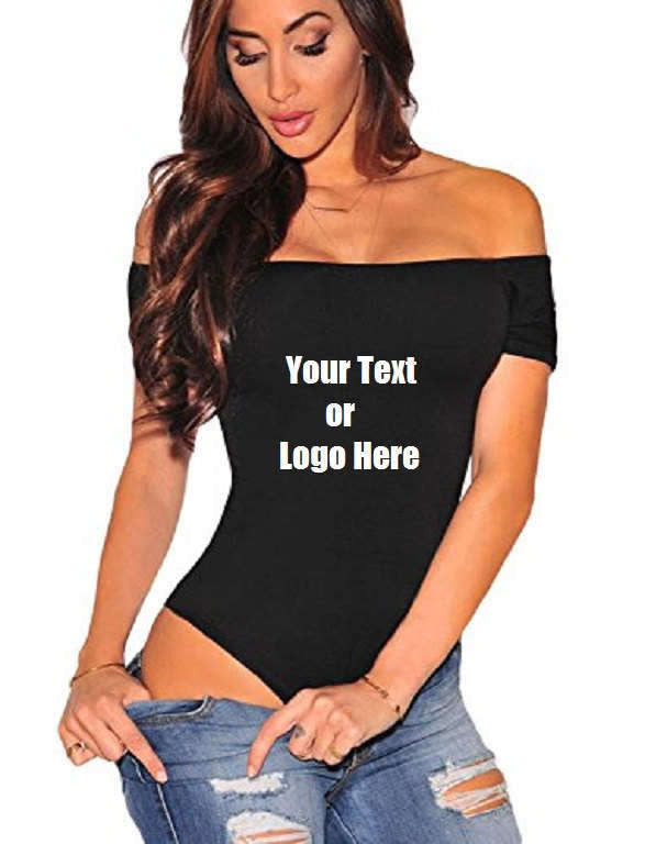 Custom Personalized Designed Women Off The Shoulder Top Short Sleeve Bodysuit