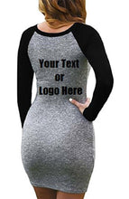 Load image into Gallery viewer, Custom Personalized Designed Women&#39;s Color Block Long Sleeve Bodycon Tshirt Dress