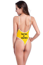 Load image into Gallery viewer, Custom Personalized Designed Women&#39;s High Cut One Piece Backless Thong Brazilian Bikini Swimsuits