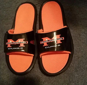 Custom designed athletic slides with your personal or business logo.